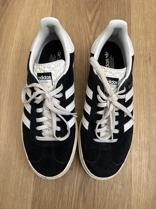 adidas Gazelle Platform Sneakers in Black and White - Picture 2 of 6